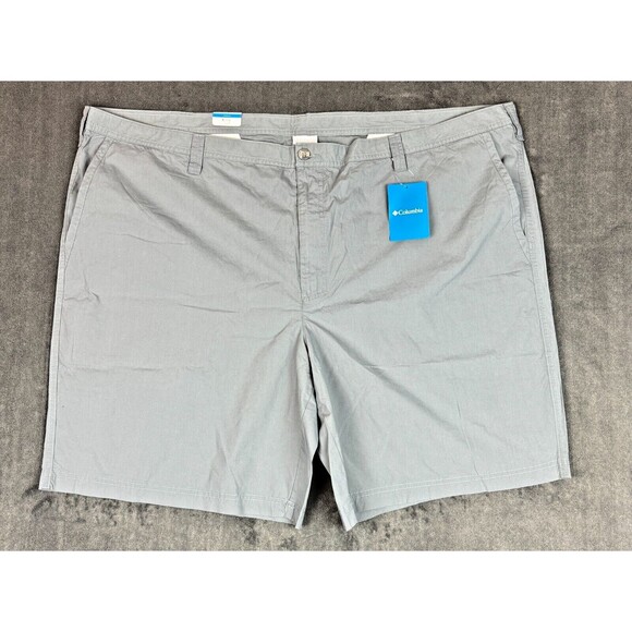 New Columbia Shorts Men 54 Gray Chino Performance Flat Front Outdoor Solid 54x10 - Picture 1 of 6